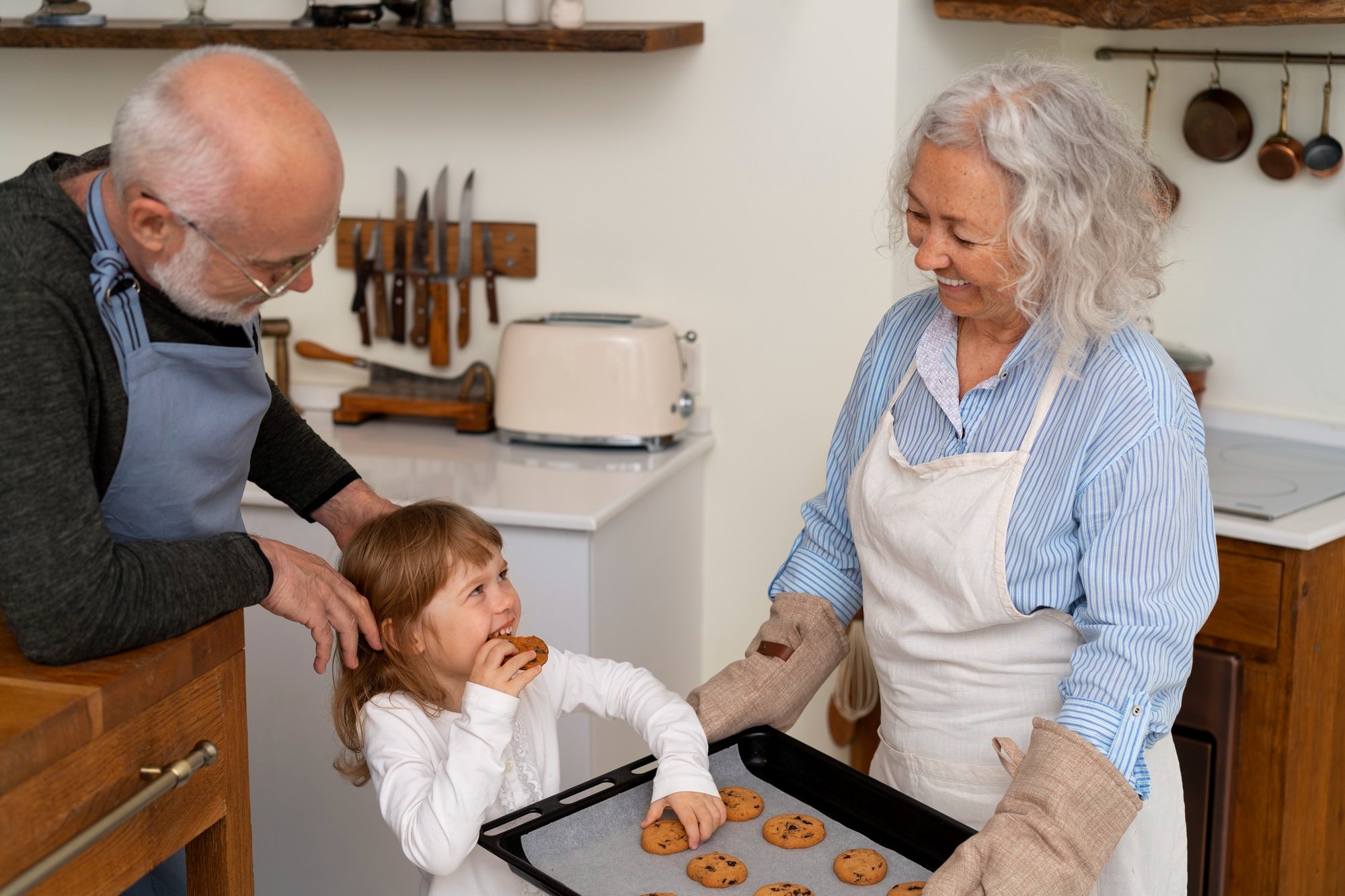 old lady with cookies happy about her estate plan